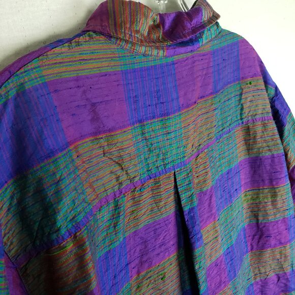 Vintage Chico's Design Shirt Blouse Slubbed Silk Holographic Shimmery size 3/ XL - Picture 12 of 13